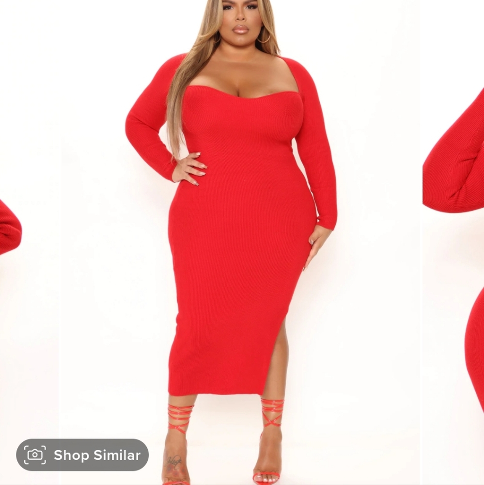 Sweet Times Sweater Midi Dress - Red